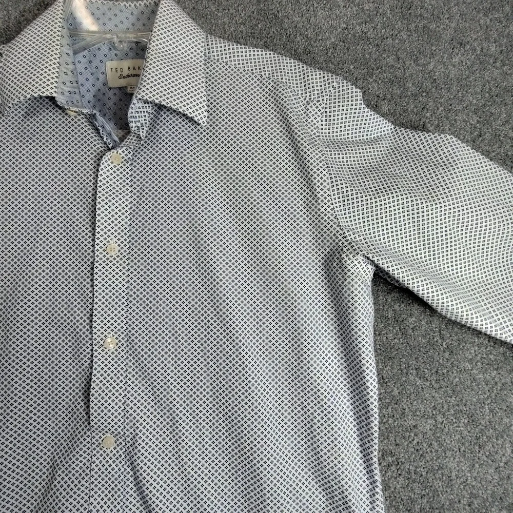 Ted Baker Endurance Dress Shirt Dotted Print Long Sleeve Blue 15.5 32/33